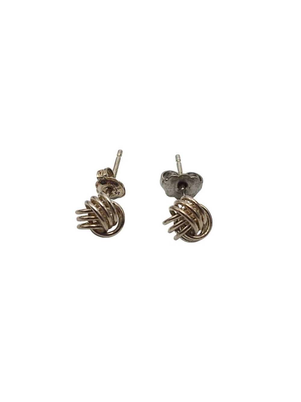 Vintage Sterling Silver Knot Stud Earrings Delicate Interwoven Design